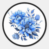 青と白の花の美しさ ラウンドシール (正面)