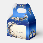 青と白の花の装飾の縁起の良い箱 フェイバーボックス (裏面サイド)
