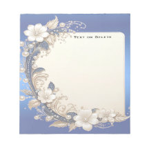 青と白の花の装飾ノート