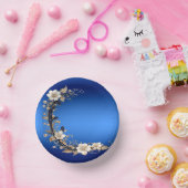 青と白の花の装飾付きペーパーボウル ペーパーボウル (パーティー)