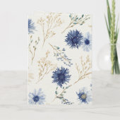 青と白の花の誕生日 カード (裏面)