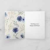 青と白の花の誕生日 カード (内部)