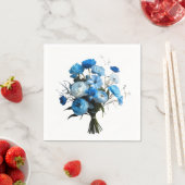 青と白の花カード スタンダードカクテルナプキン (インサイチュ)