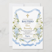 青と白の花バウティゾスペインの 招待状 (正面)