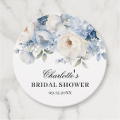 青と白の花ブライダルシャワーメッセージカード フェイバータグ (正面)