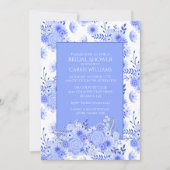 青と白の花ブライダルシャワー招待 招待状 (正面)