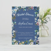 青と白の花ブルーブライダルシャワー 招待状 (スタンド正面)
