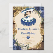 青と白の花プレセンタシオンデトレアノス 招待状 (正面)