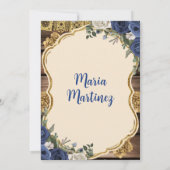 青と白の花プレセンタシオンデトレアノス 招待状 (裏面)