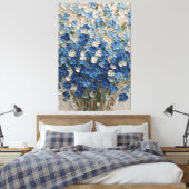 青と白の花束 フラワーフォト抽象壁画 キャンバスプリント (インサイチュ (寝室))