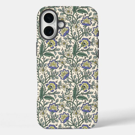 青と白の花柄に黄色のアクセントが効いたシームレスなパターン Case-Mate iPhoneケース (裏面)