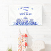 青と白の花柄のウェディングシャワーのおもてなし 横断幕 (インサイチュ)