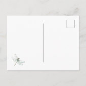 青と白の花柄のトンボ ポストカード (裏面)