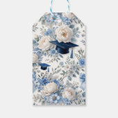 青と白の花柄の卒業記念ギフトタグ ギフトタグ (裏面)