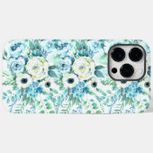 青と白の花柄の水彩バラの花 Case-Mate iPhoneケース (裏面 (横))