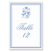 青と白の花柄の結婚式テーブルナンバー テーブルナンバー (裏面)