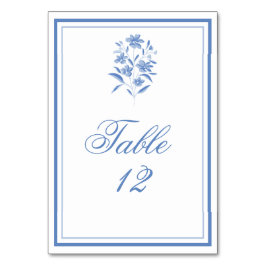 青と白の花柄の結婚式テーブルナンバー テーブルナンバー