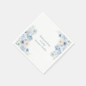 青と白の花柄の結婚式用ナプキン スタンダードカクテルナプキン (角)
