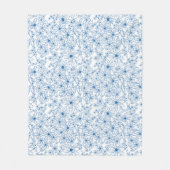青と白の花柄の美意識 フリースブランケット (正面)