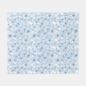 青と白の花柄の美意識 フリースブランケット (正面(横))