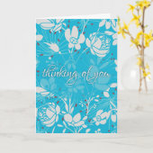 青と白の花柄の「想っています」カード カード (黄色い花)