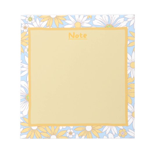 青と白の花柄ノートパッド ノートパッド (正面)