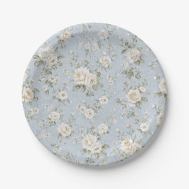青と白の花柄パーティー用紙皿 ペーパープレート