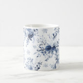 青と白の花柄 コーヒーマグカップ (中央)