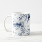 青と白の花柄 コーヒーマグカップ (左)