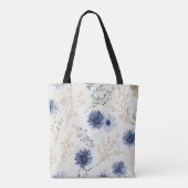 青と白の花柄 トートバッグ (裏面)