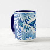 青と白の花柄 マグカップ (正面左)
