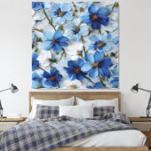 青と白の花模様オイル抽象壁画 キャンバスプリント (インサイチュ (寝室))
