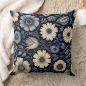 青と白の花模様 | 水彩風情 クッション (ブランケット)