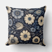 青と白の花模様 | 水彩風情 クッション (正面)