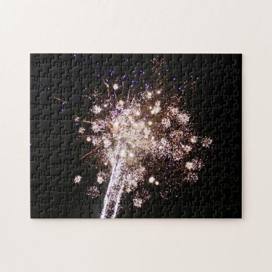 青と白の花火 ジグソーパズル (横)