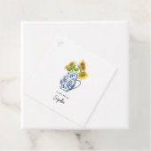 青と白の花瓶ギフトラベルのひまわり フェイバータグ (インサイチュ)