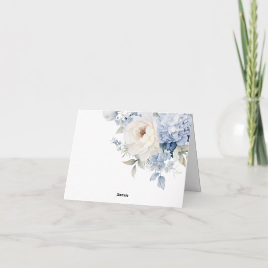 青と白の花結婚のサンキューカード サンキューカード (裏面)