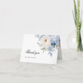 青と白の花結婚のサンキューカード サンキューカード (正面)
