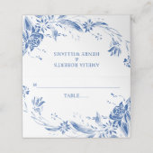 青と白の花結婚の花 プレイスカード (外部開封)
