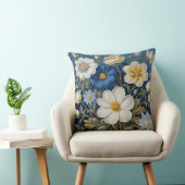 青と白の花 クッション (椅子)