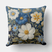 青と白の花 クッション (裏面)