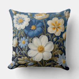 青と白の花 クッション