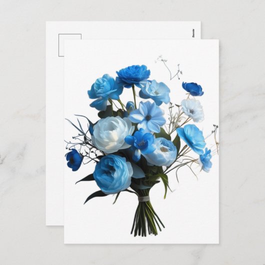 青と白の花 シーズンポストカード (正面/裏面)