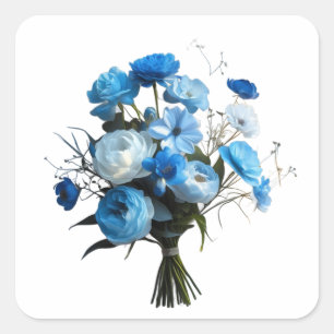 青と白の花 スクエアシール