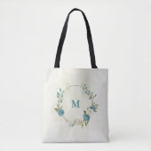 青と白の花 トートバッグ (正面)