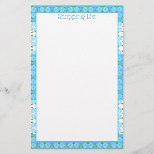 青と白の花 便箋 (正面)