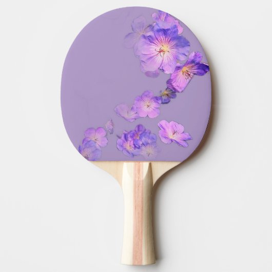 青と白の花 卓球ラケット (正面)