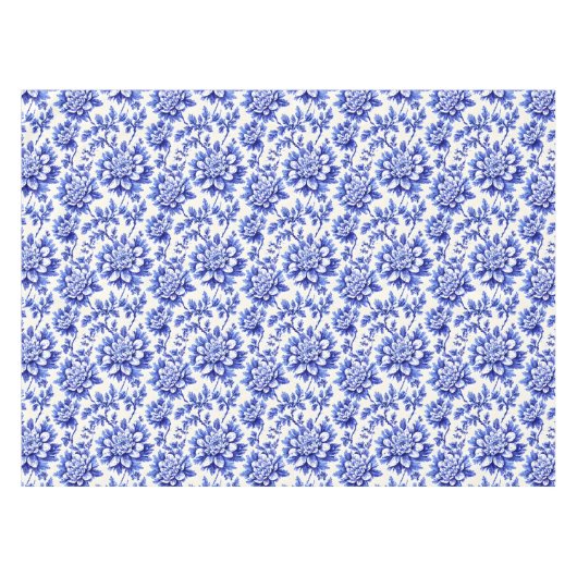 青と白の菊の国フランスのの装飾 テーブルクロス (正面(横))