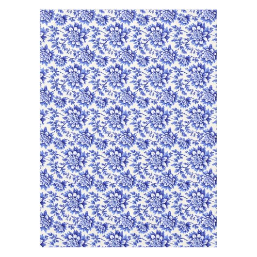 青と白の菊の国フランスのの装飾 テーブルクロス (正面)