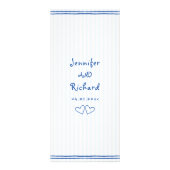 青と白の落書きバウ結婚のメニューカード ラックカード (裏面)